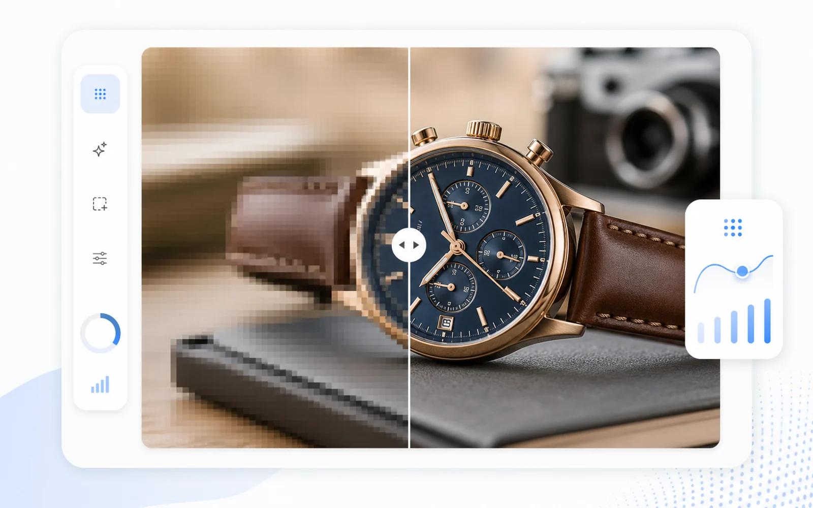 AI image upscaling preview with sharper visual details