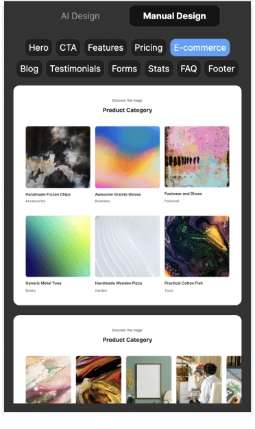 Codia's AI UI Design Generator includes an e-commerce module for personalized design systems